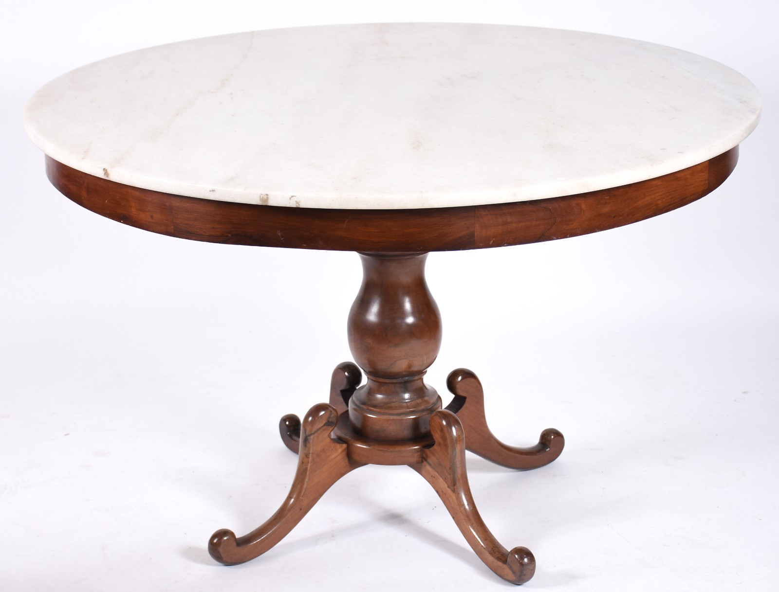 Mesa de jantar de madeira nobre, feitio redondo com tampo de mármore... - foto 2 de 7