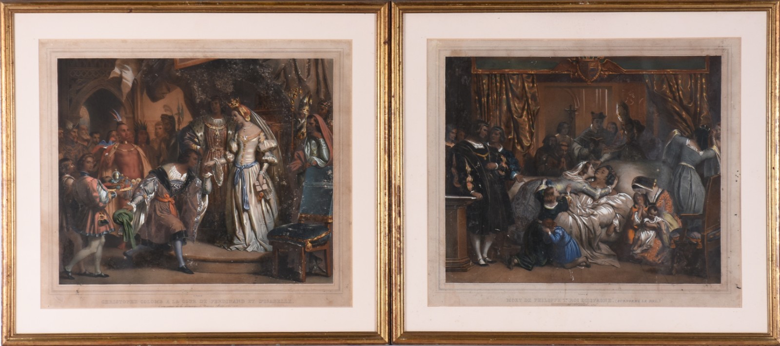 "Mort de Philippe 1er Roi d'Espagne , 25 Septembre 1506"/ "Christophe Colombe a la cour de Ferdinand et D'Isabelle". - foto 1 de 4