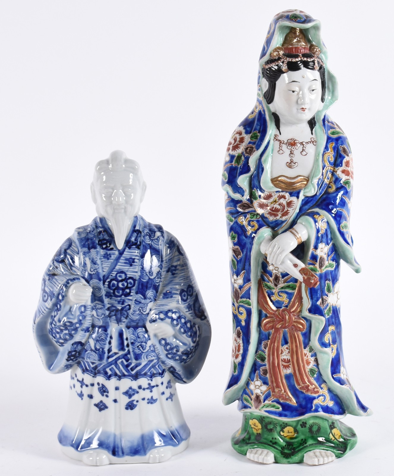 Duas esculturas de porcelana japonesa policromada representando... - foto 1 de 7