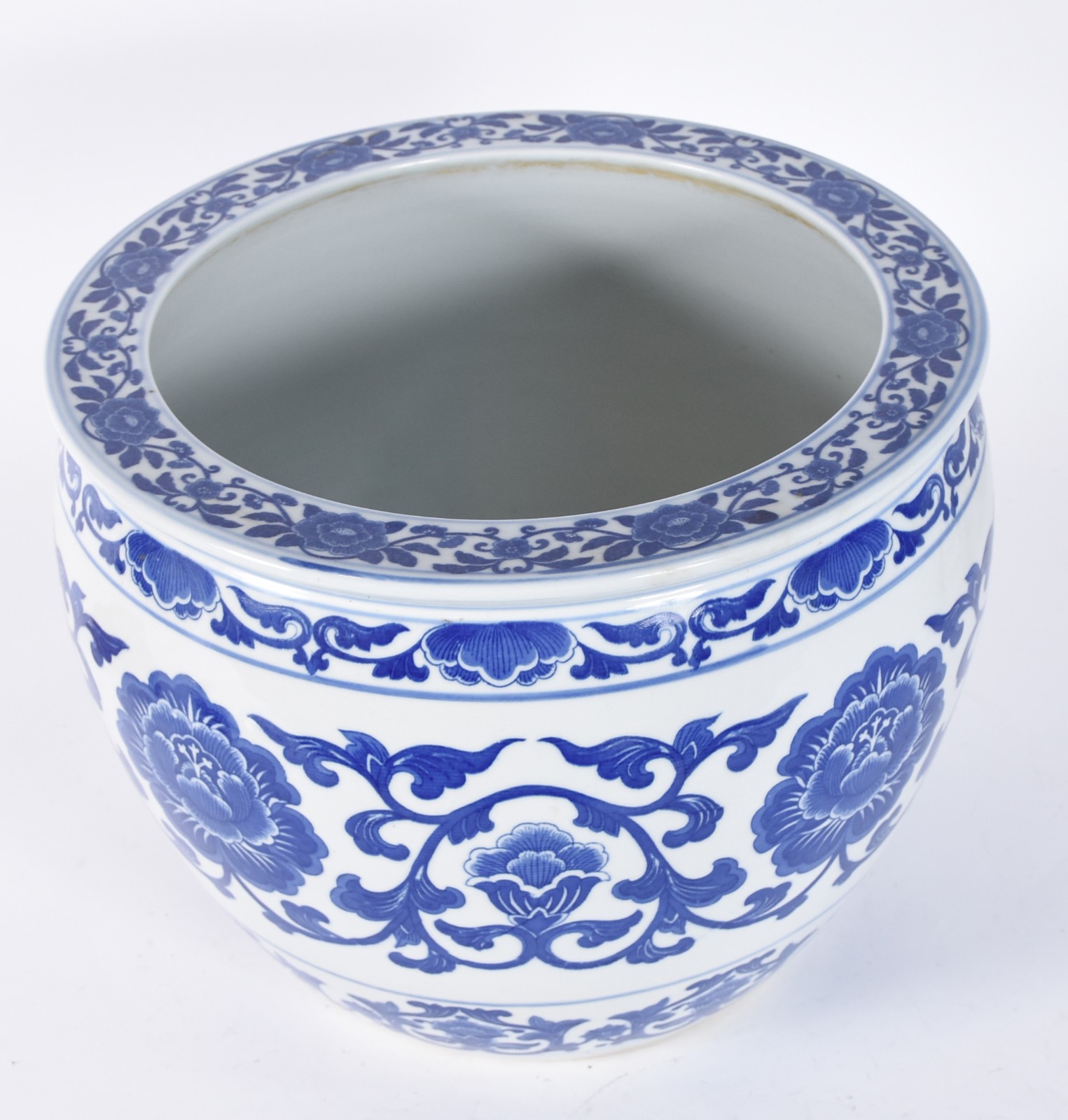 Cachepot de porcelana oriental azul e branca. - foto 2 de 4