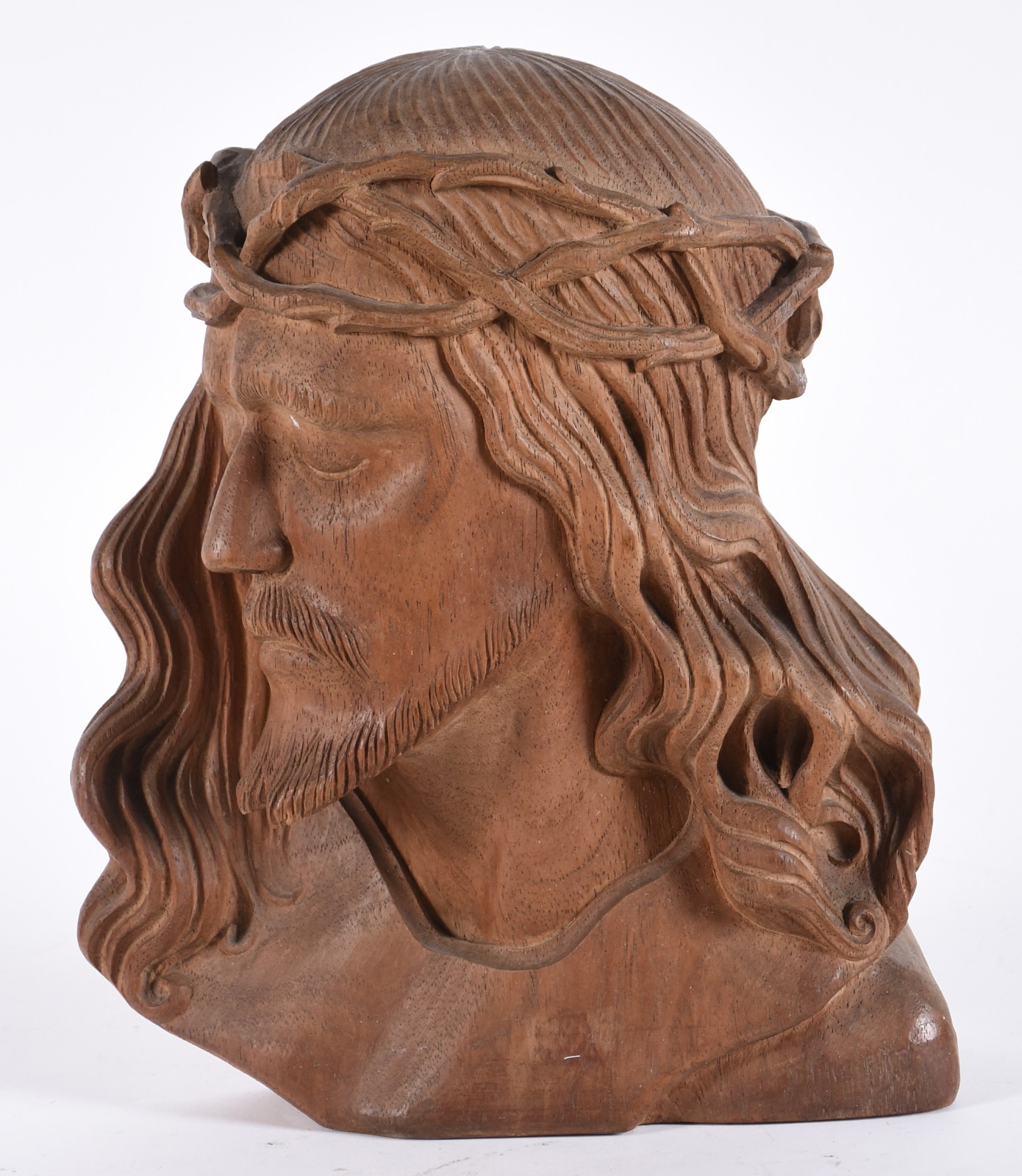 Cabeça de Cristo de madeira entalhada. - foto 4 de 5