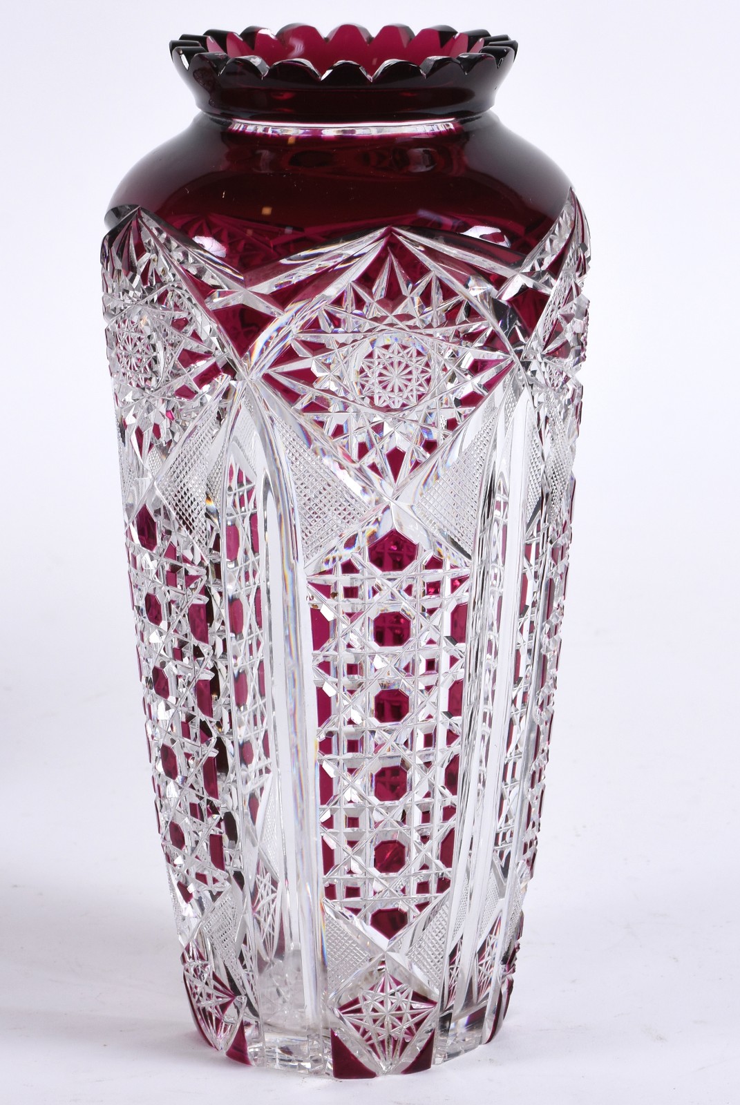 Vaso de cristal doublé rubi lapidação tijolinho. - foto 1 de 3