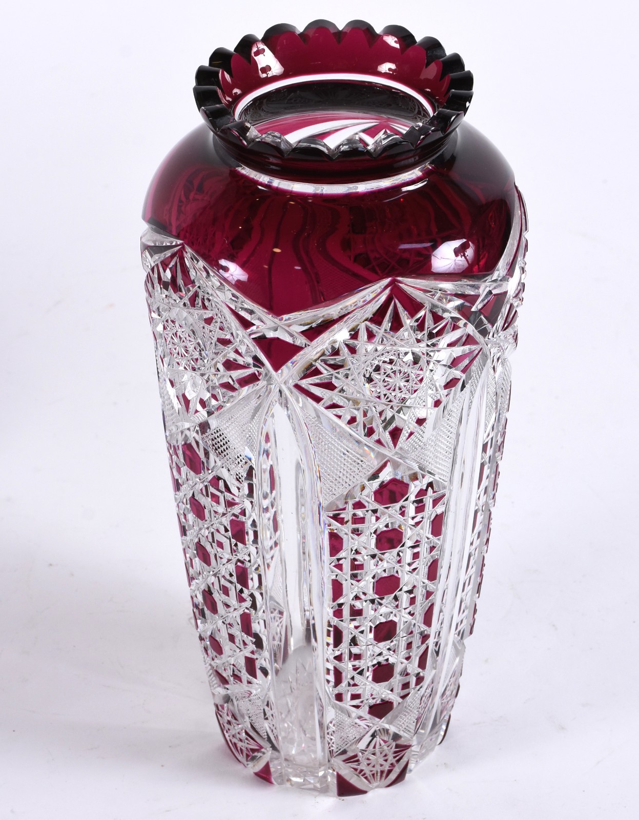 Vaso de cristal doublé rubi lapidação tijolinho. - foto 2 de 3