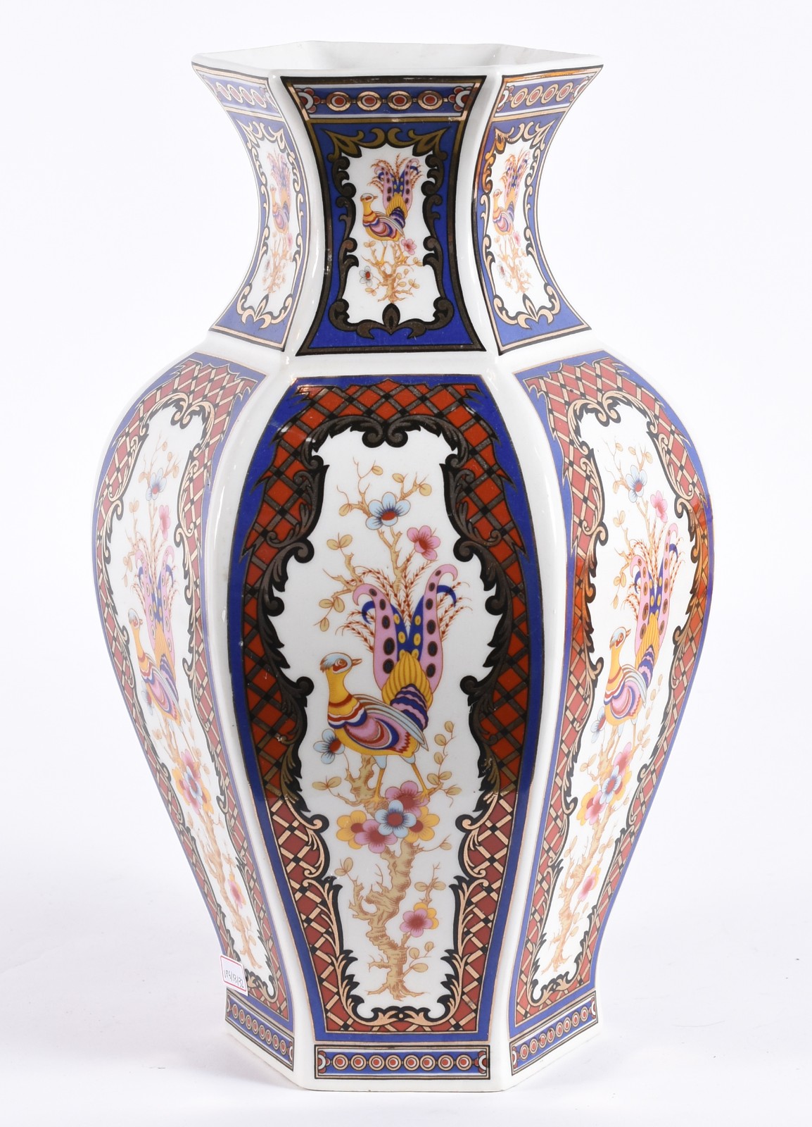 Vaso de porcelana oriental decorada com aves do paraíso e guirlandas... - foto 1 de 5
