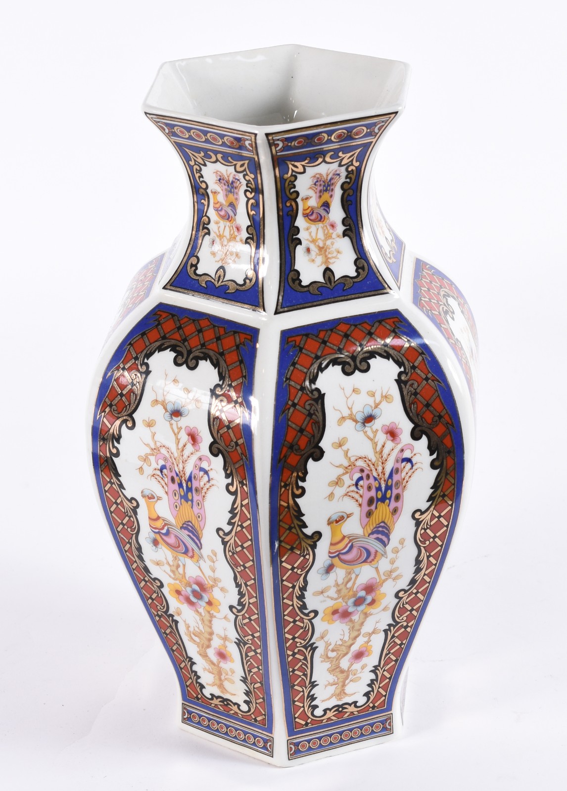 Vaso de porcelana oriental decorada com aves do paraíso e guirlandas... - foto 2 de 5