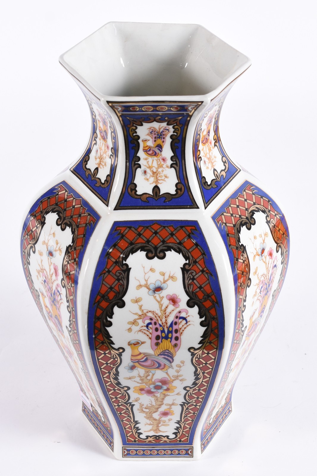 Vaso de porcelana oriental decorada com aves do paraíso e guirlandas... - foto 3 de 5