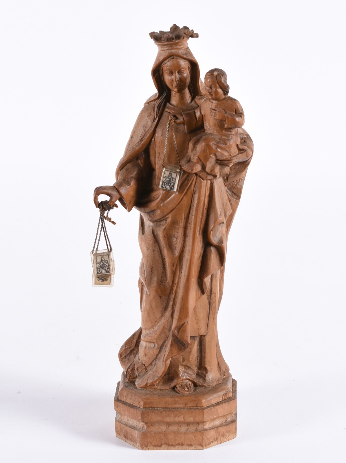 Nossa Senhora com menino - Imagem espanhola de madeira entalhada... - foto 1 de 5