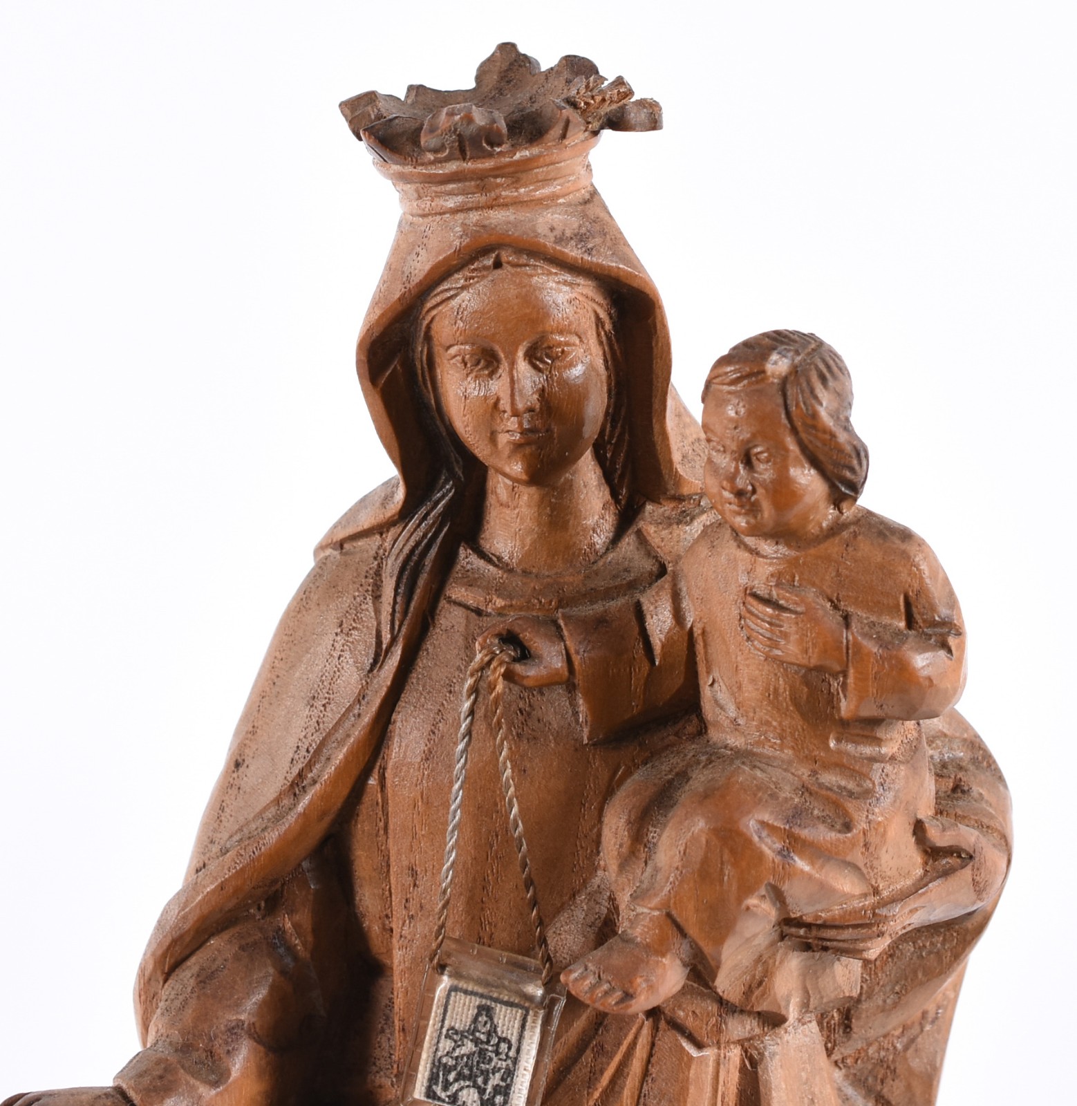 Nossa Senhora com menino - Imagem espanhola de madeira entalhada... - foto 2 de 5