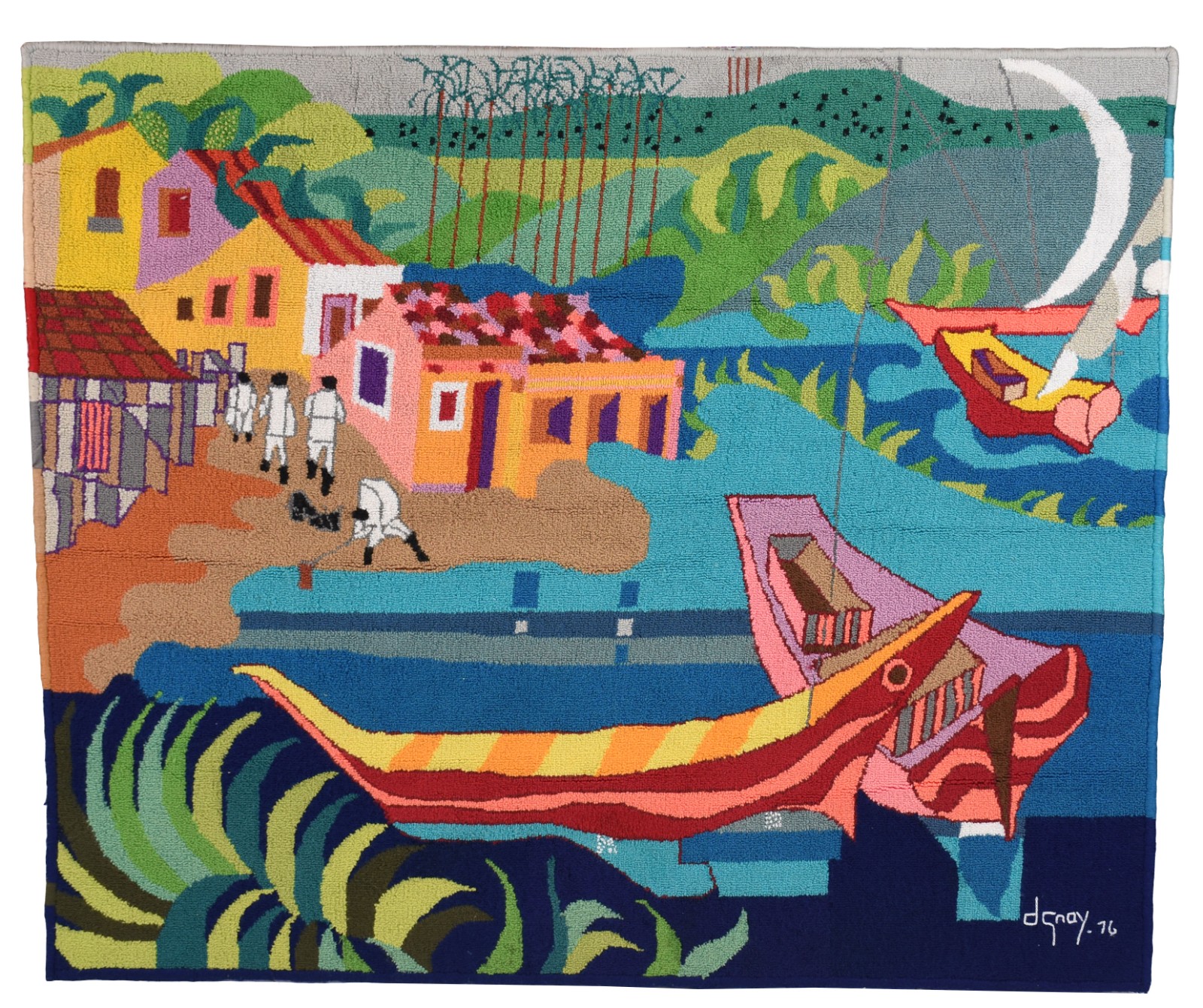 Dorian Gray (1930-2017), Paisagem com barcos e figuras - foto 1 de 3