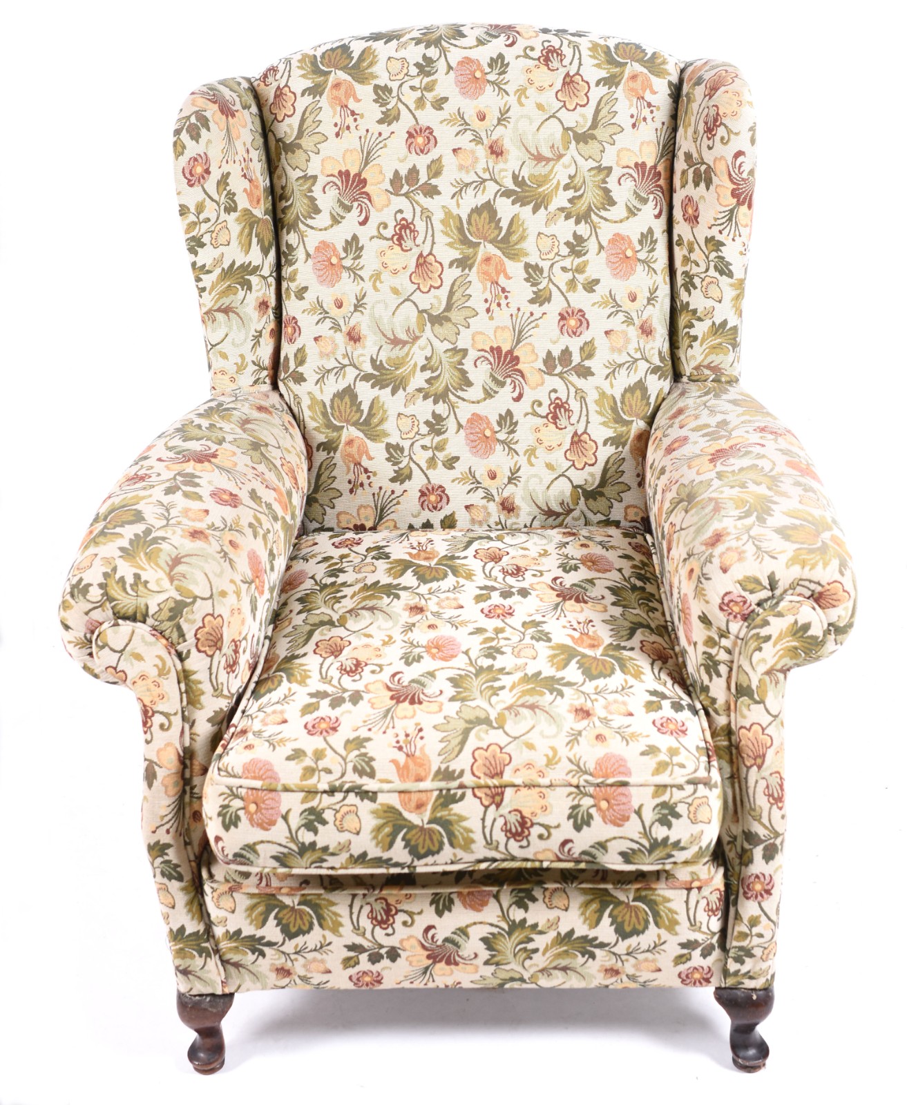 Bergere estofada e forrada com tecido floral, pés de madeira nobre... - foto 2 de 4