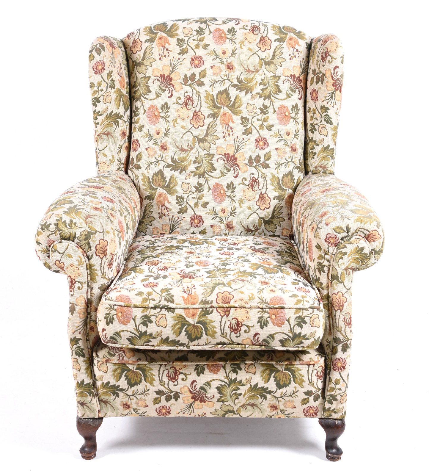 Bergere estofada e forrada com tecido floral, pés de madeira nobre... - foto 3 de 4