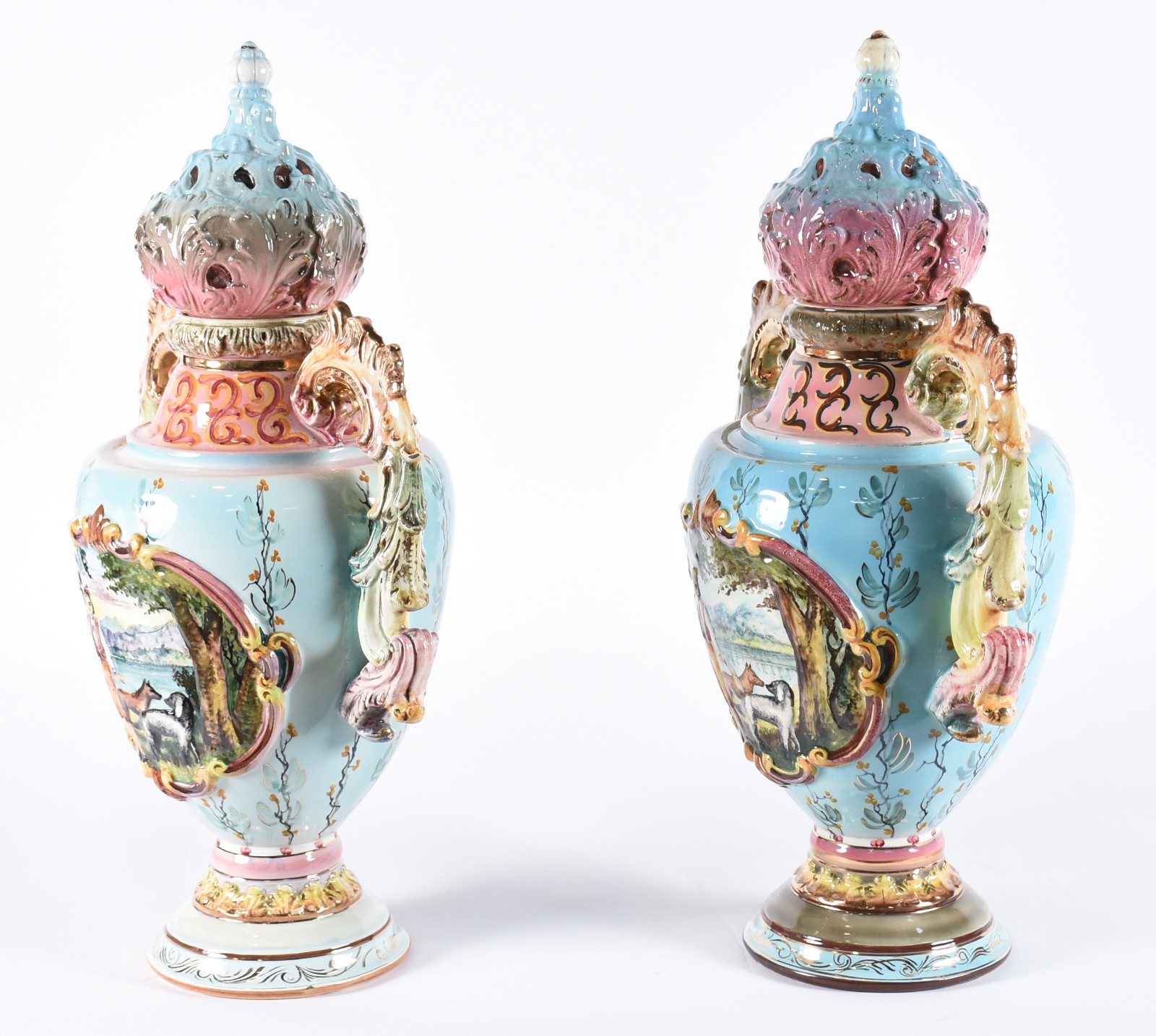 Par de ânforas de porcelana "Tasca" decoradas com figuras de... - foto 3 de 7