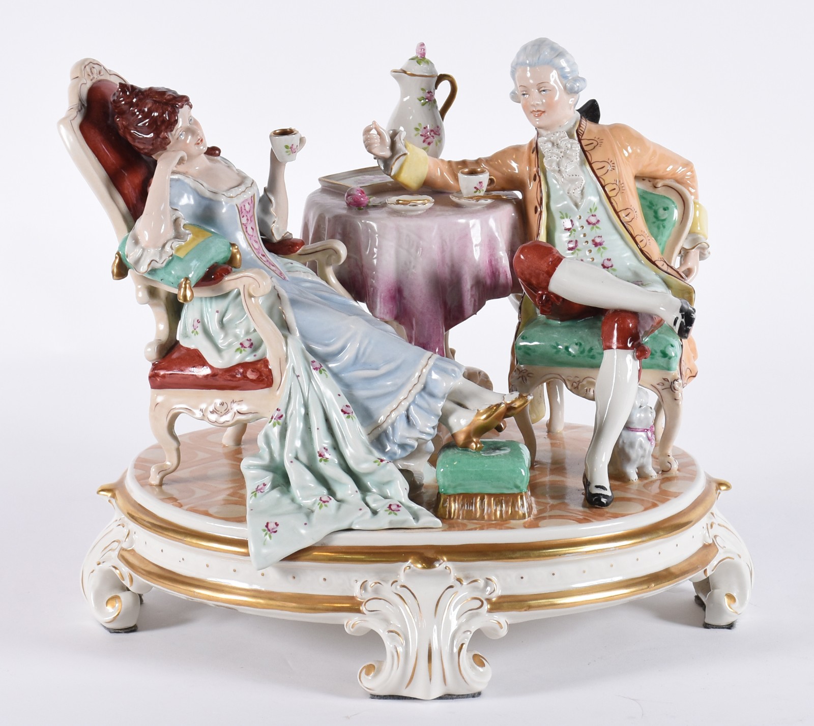 Grupo escultórico de porcelana tcheca Royal Dux policromada com... - foto 1 de 10