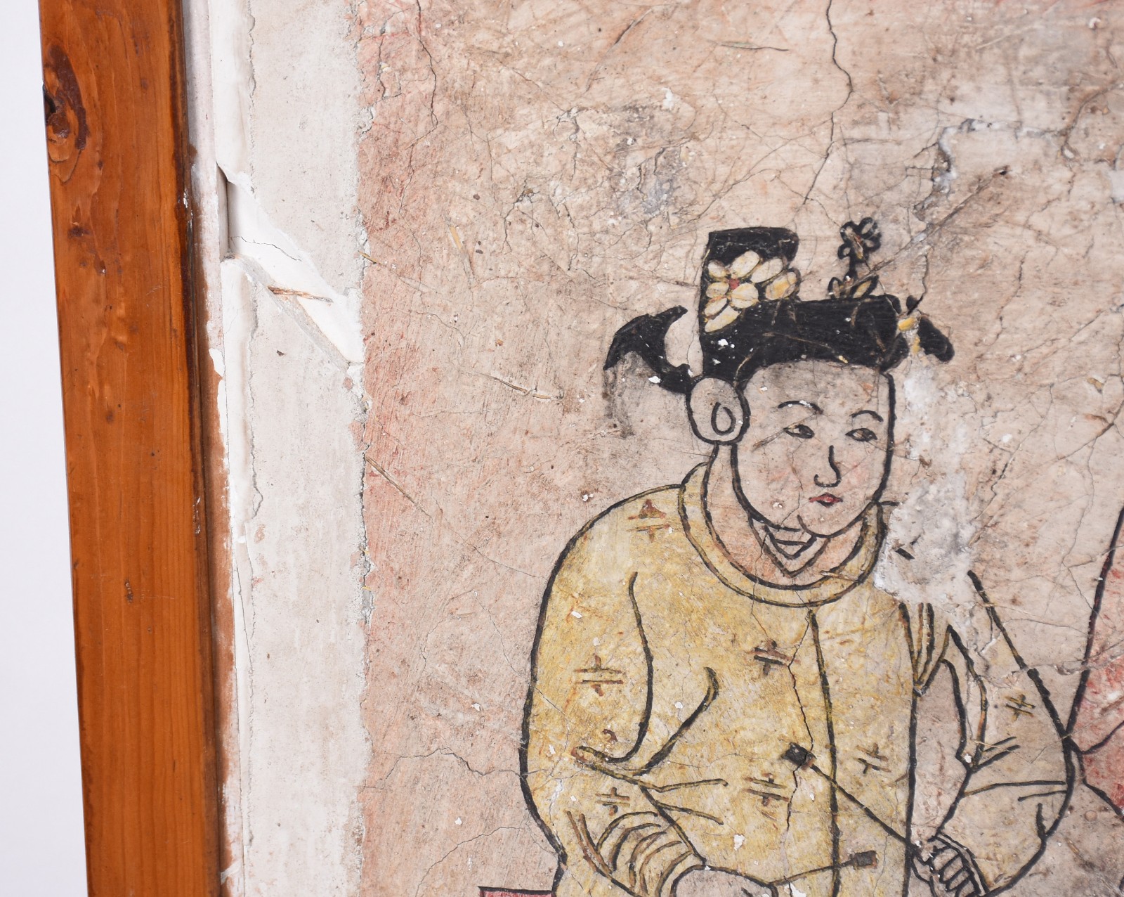 Par de quadros chineses decorados com figuras típicas sobre material... - foto 4 de 5