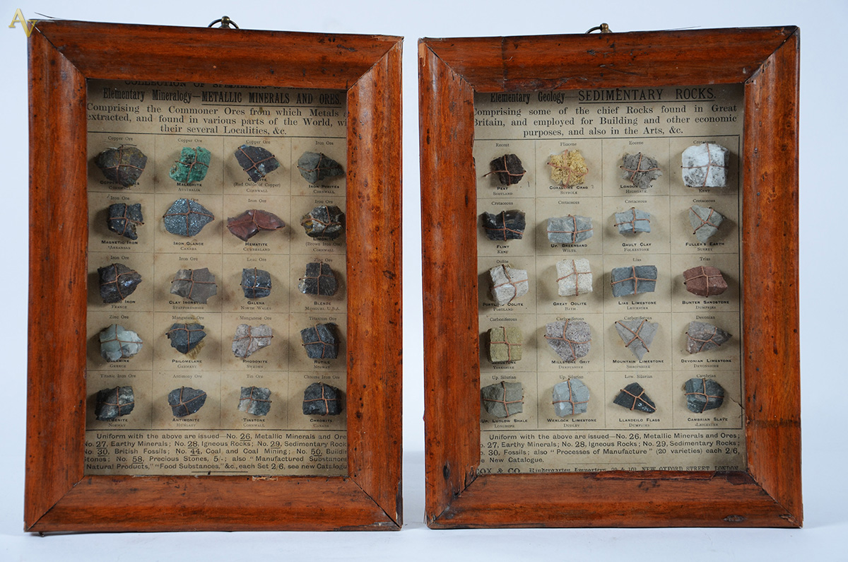 Par de quadros Victorianos com estudos gemológicos com exemplos de... - foto 1 de 3