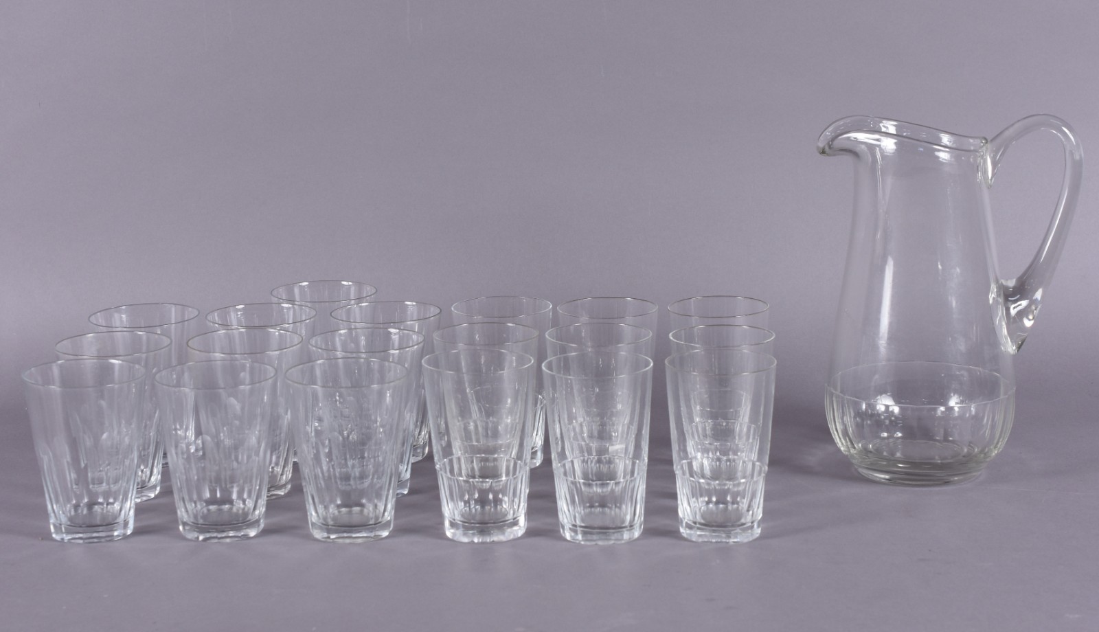 Conjunto de jarra de cristal e 9 copos para água, base facetada... - foto 2 de 4
