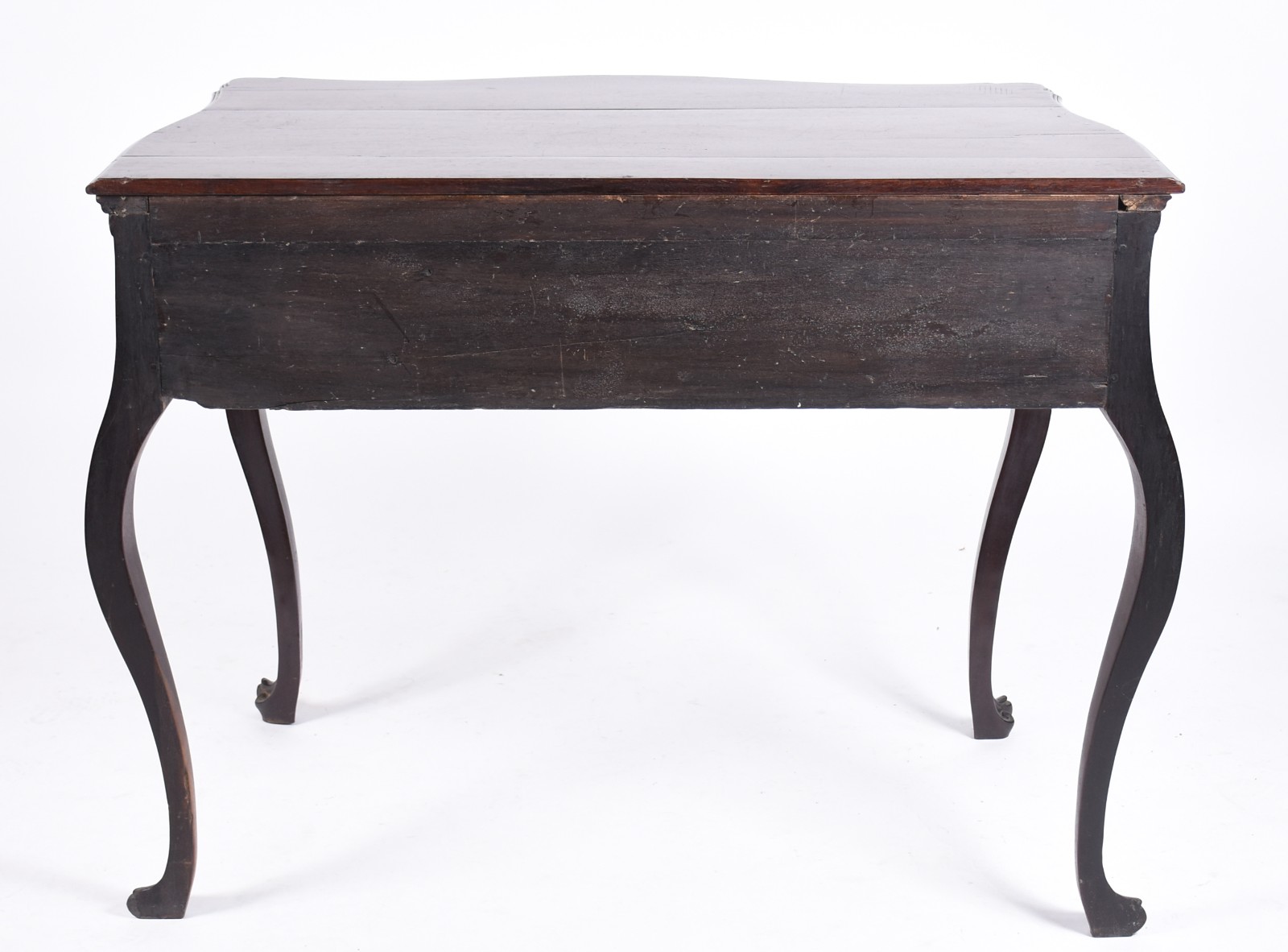 Mesa de encostar de madeira nobre com 2 gavetas emolduradas... - foto 6 de 6