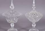 Duas compoteiras de cristal tcheco lapidado. - Duas compoteiras de cristal tcheco lapidado.