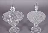 Duas compoteiras de cristal tcheco lapidado. - Duas compoteiras de cristal tcheco lapidado.