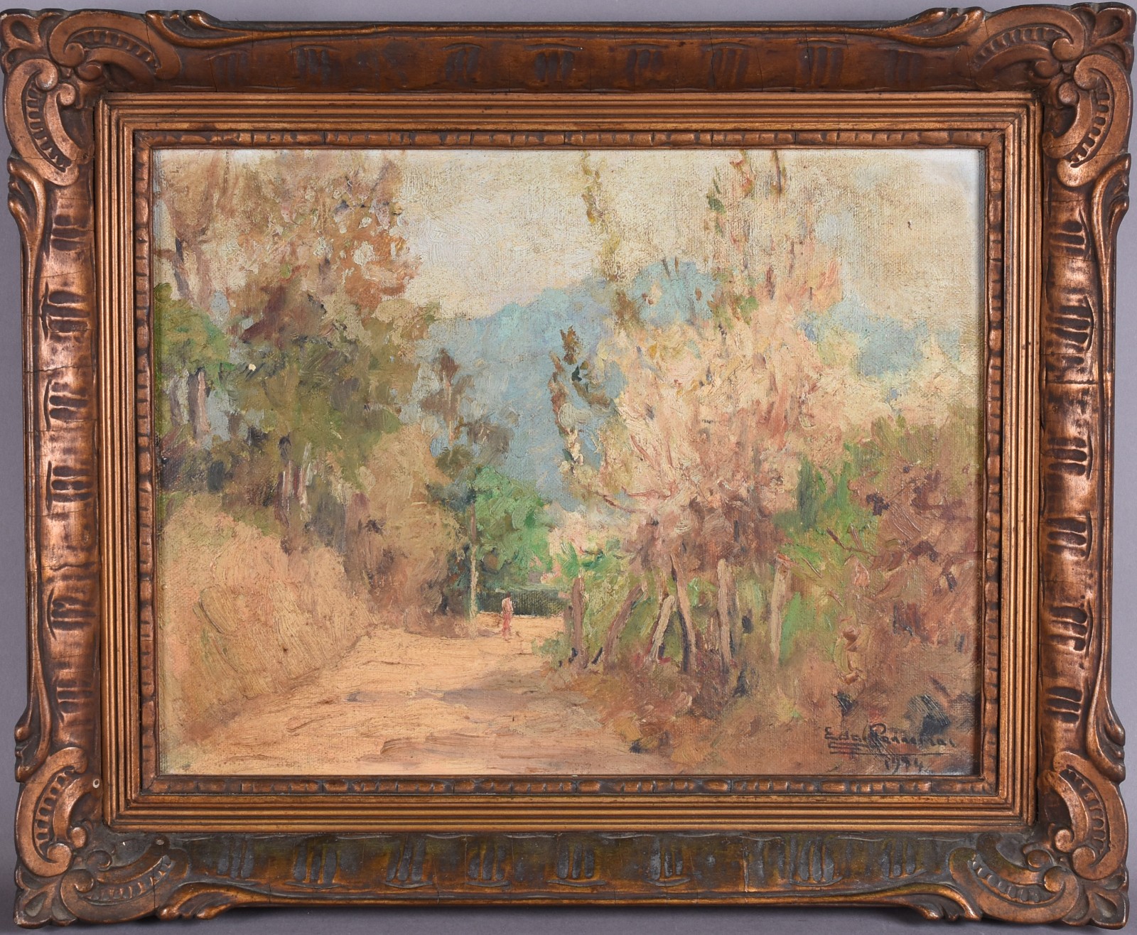 Edgar Parreiras (1885-1960), Caminho com figura e árvores - foto 2 de 4