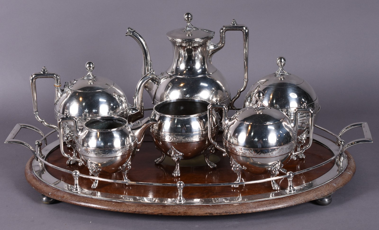 Elegante baixela para chá e café de metal prateado REED & BARTON... - foto 1 de 6