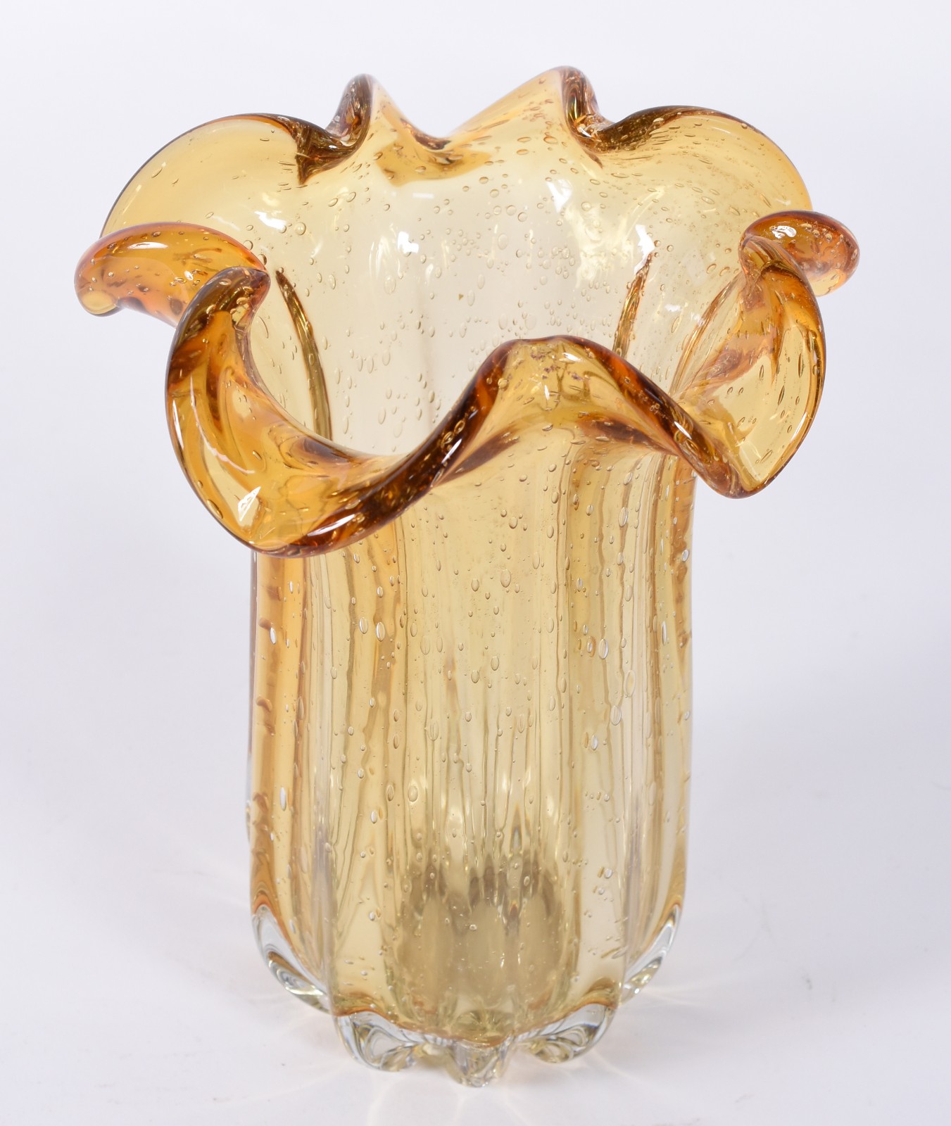 Vaso de vidro decorativo na cor âmbar. - foto 2 de 3