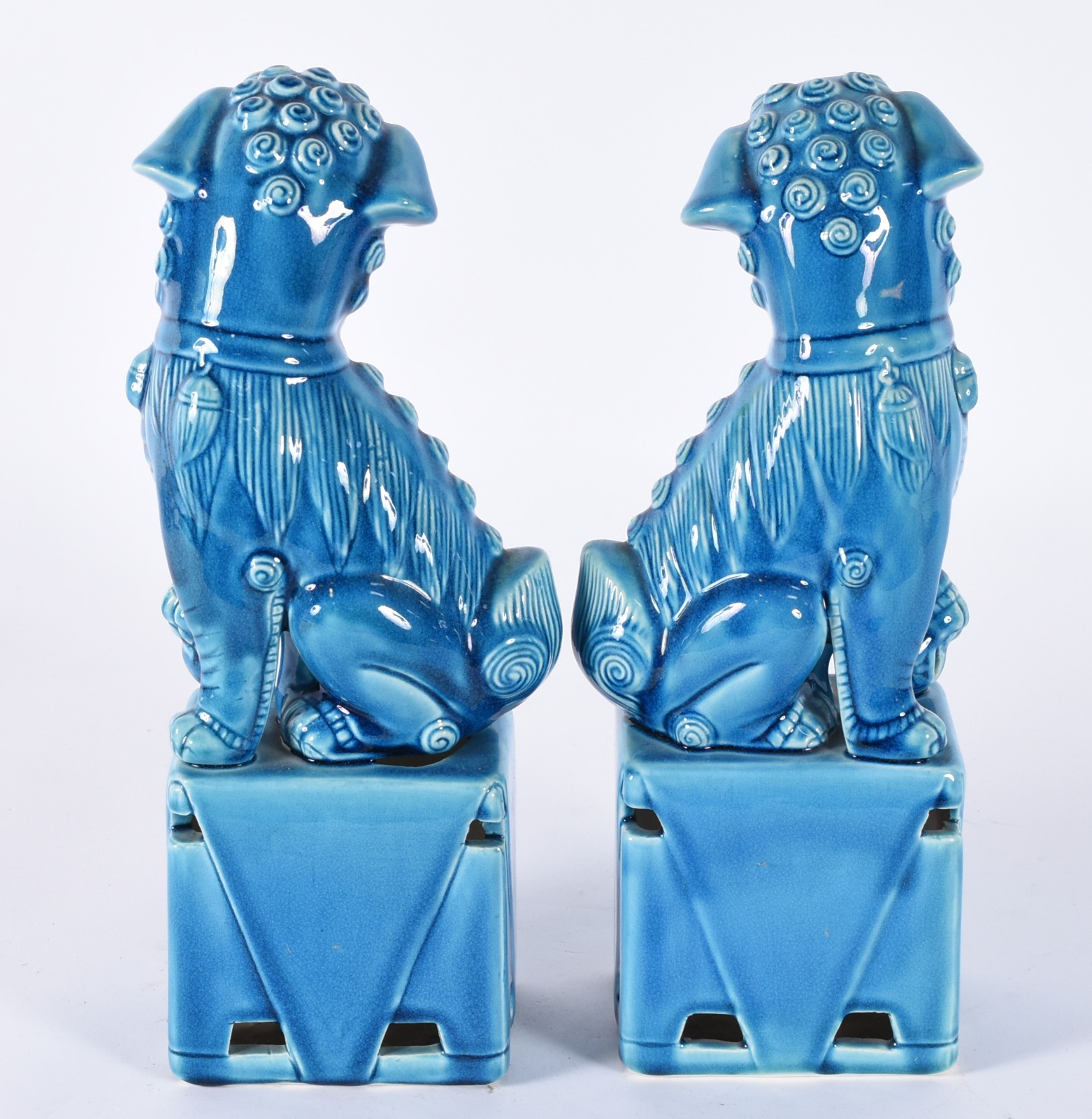 Par de cães de fó de porcelana azul turquesa. - foto 4 de 7