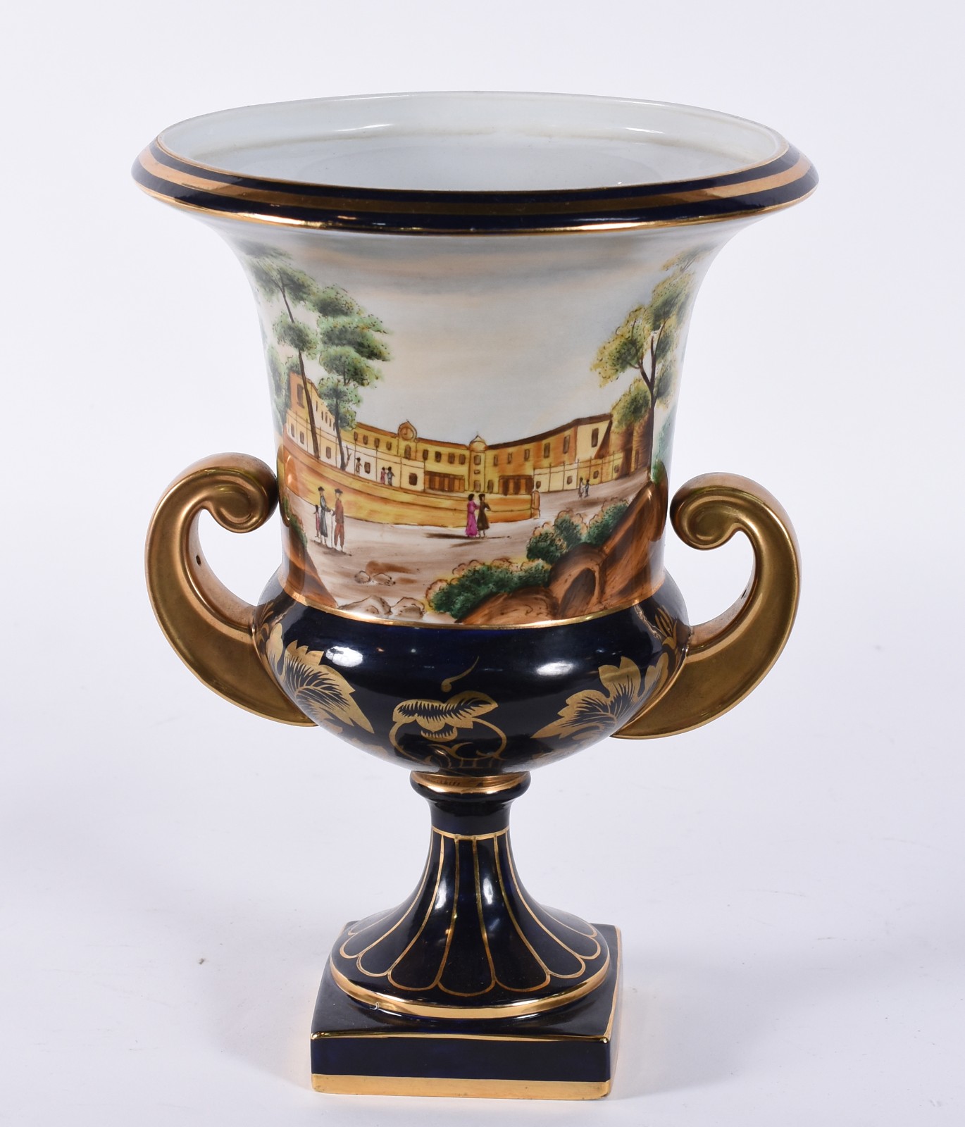 Ânfora de porcelana francesa de Sèvres na cor azul cobalto com... - foto 1 de 6