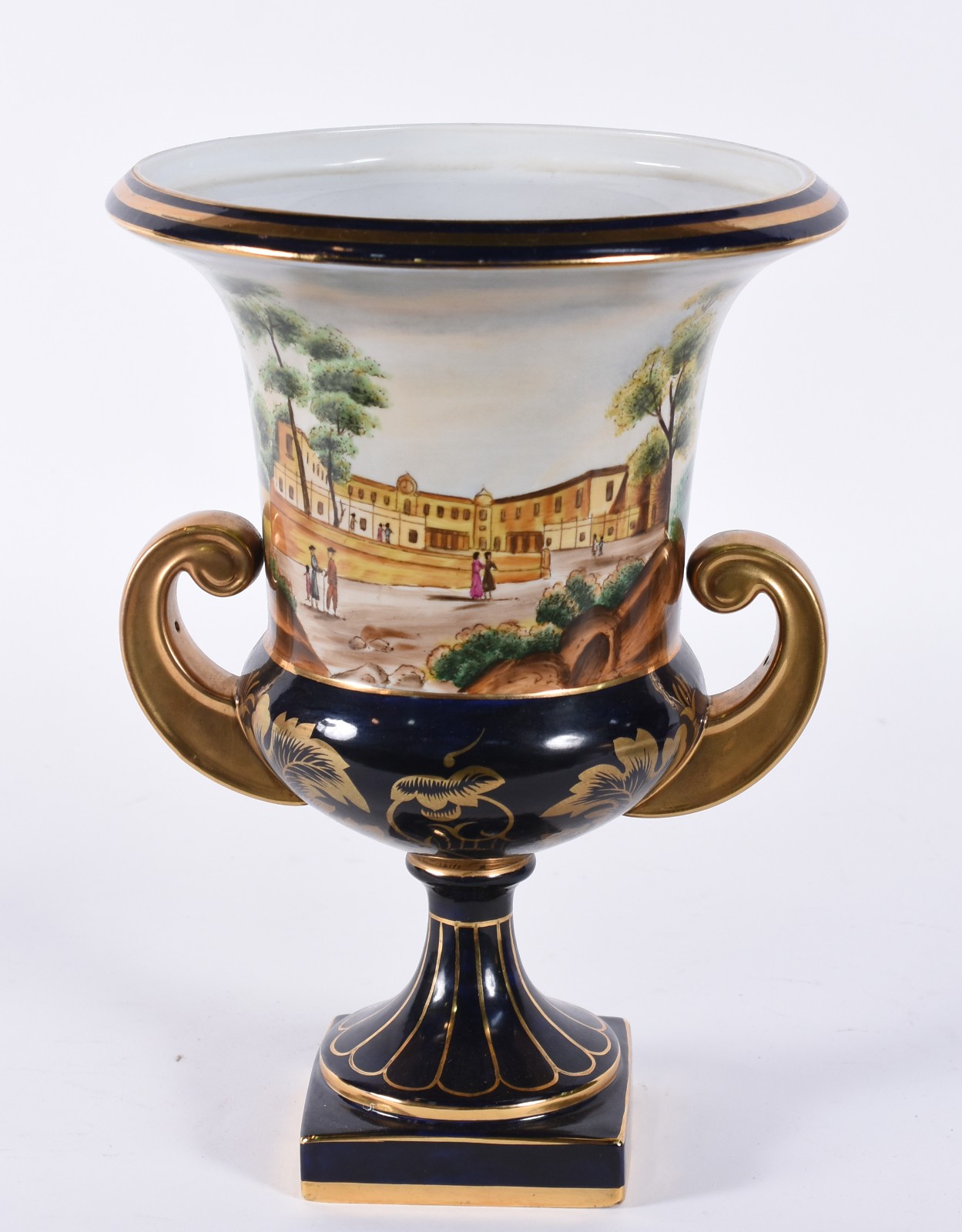 Ânfora de porcelana francesa de Sèvres na cor azul cobalto com... - foto 4 de 6
