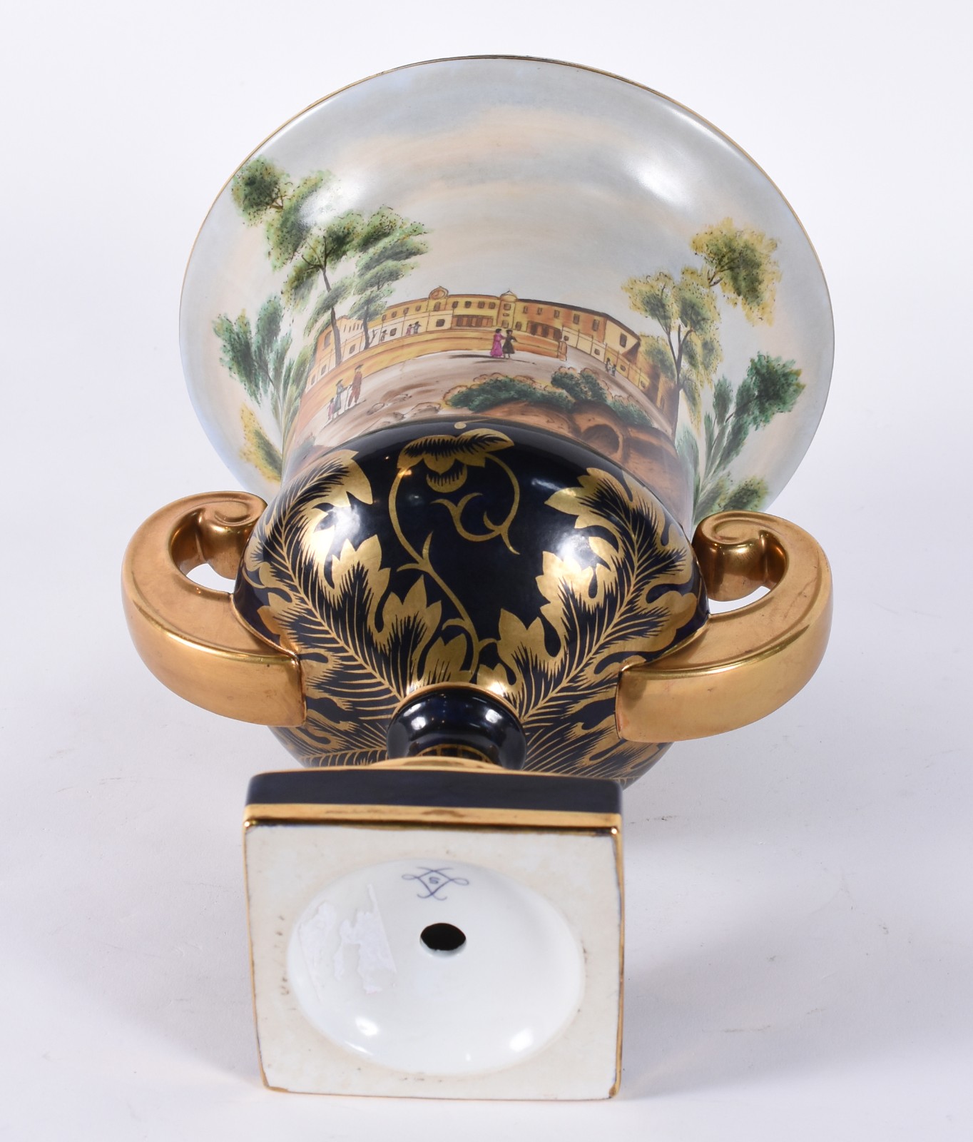 Ânfora de porcelana francesa de Sèvres na cor azul cobalto com... - foto 5 de 6