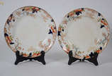 Par de pratos ingleses c/ decoração floral, dia... - Par de pratos ingleses c/ decoração floral, diam.22,5 cm