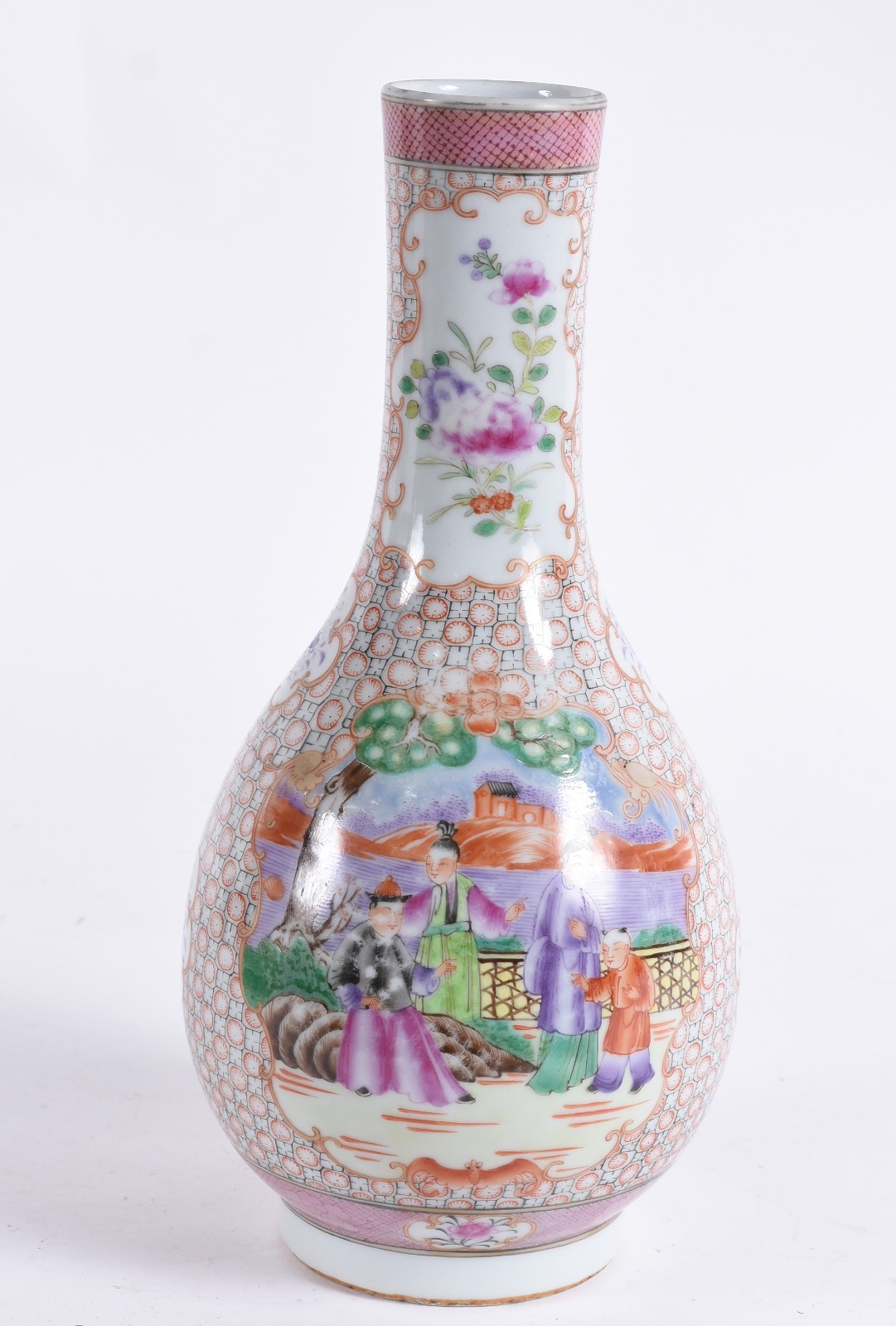 Vaso piriforme com longo gargalo em porcelana chinesa da Companhia... - foto 1 de 5