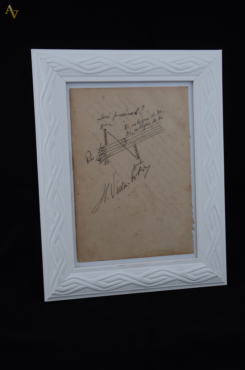 VILLA LOBOS - Autógrafo p/ a pianista Adelina Santiago... - foto 1 de 2
