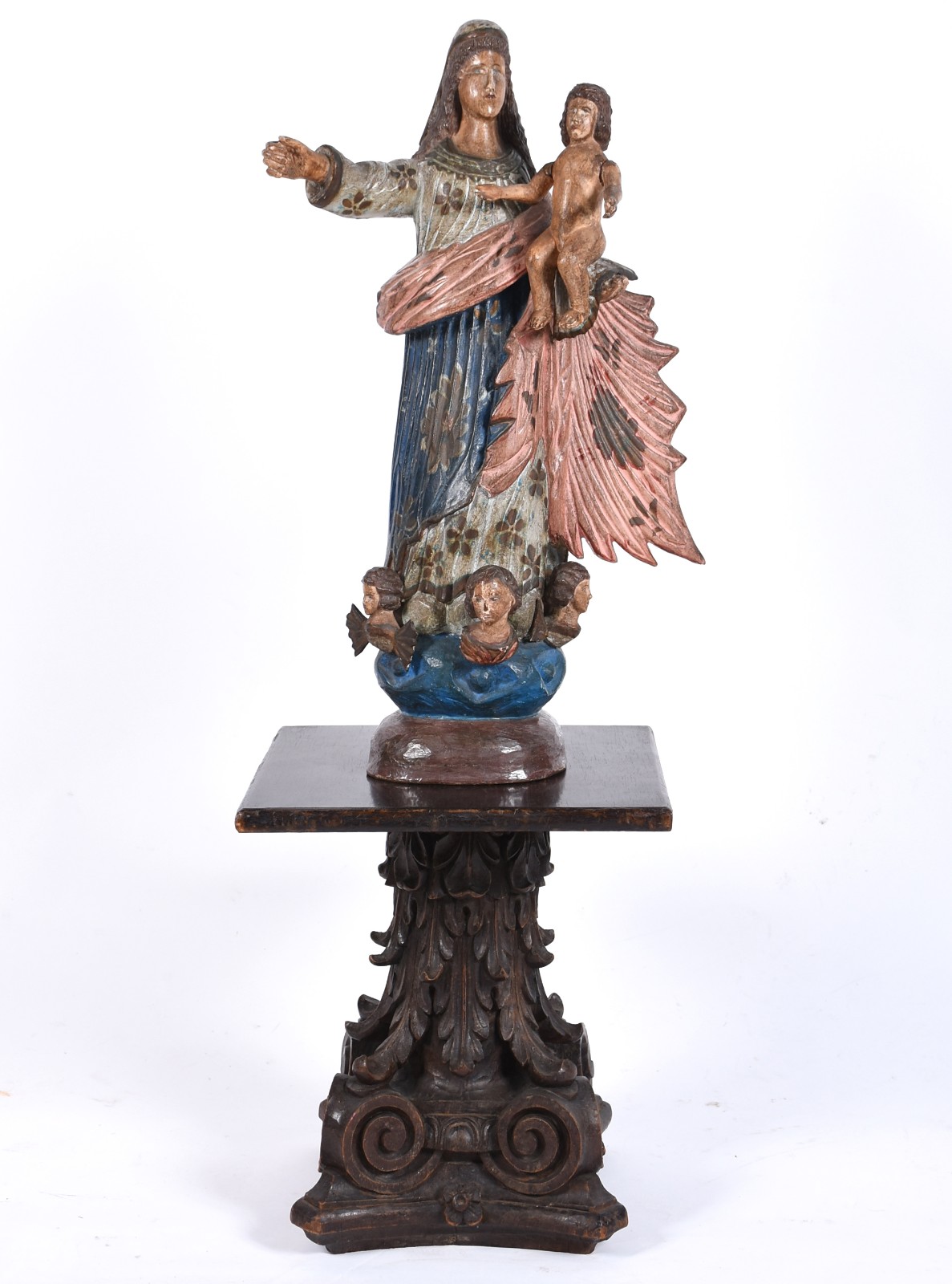 Nossa Senhora com menino - Antiga Imagem de madeira policromada... - foto 2 de 7