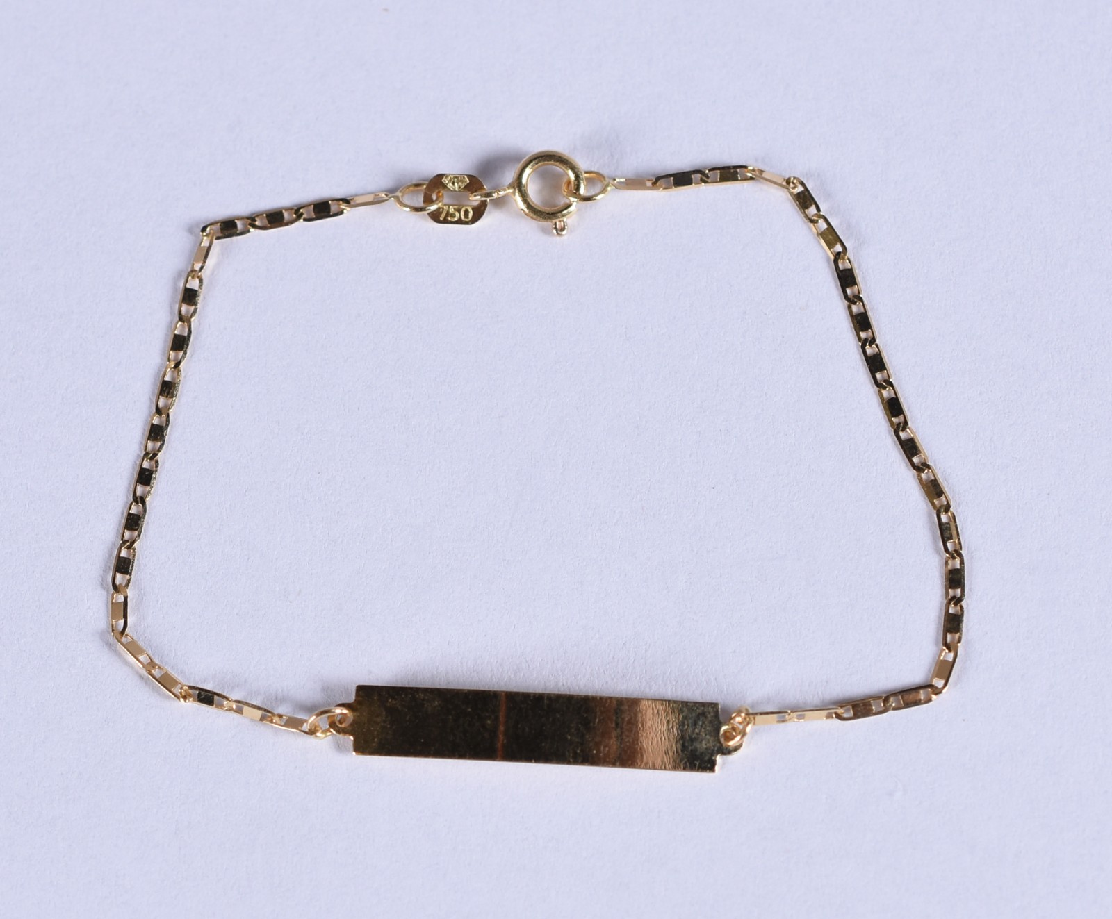 Pulseira de criança de ouro 18k com placa para gravar nome (Por... - foto 1 de 3