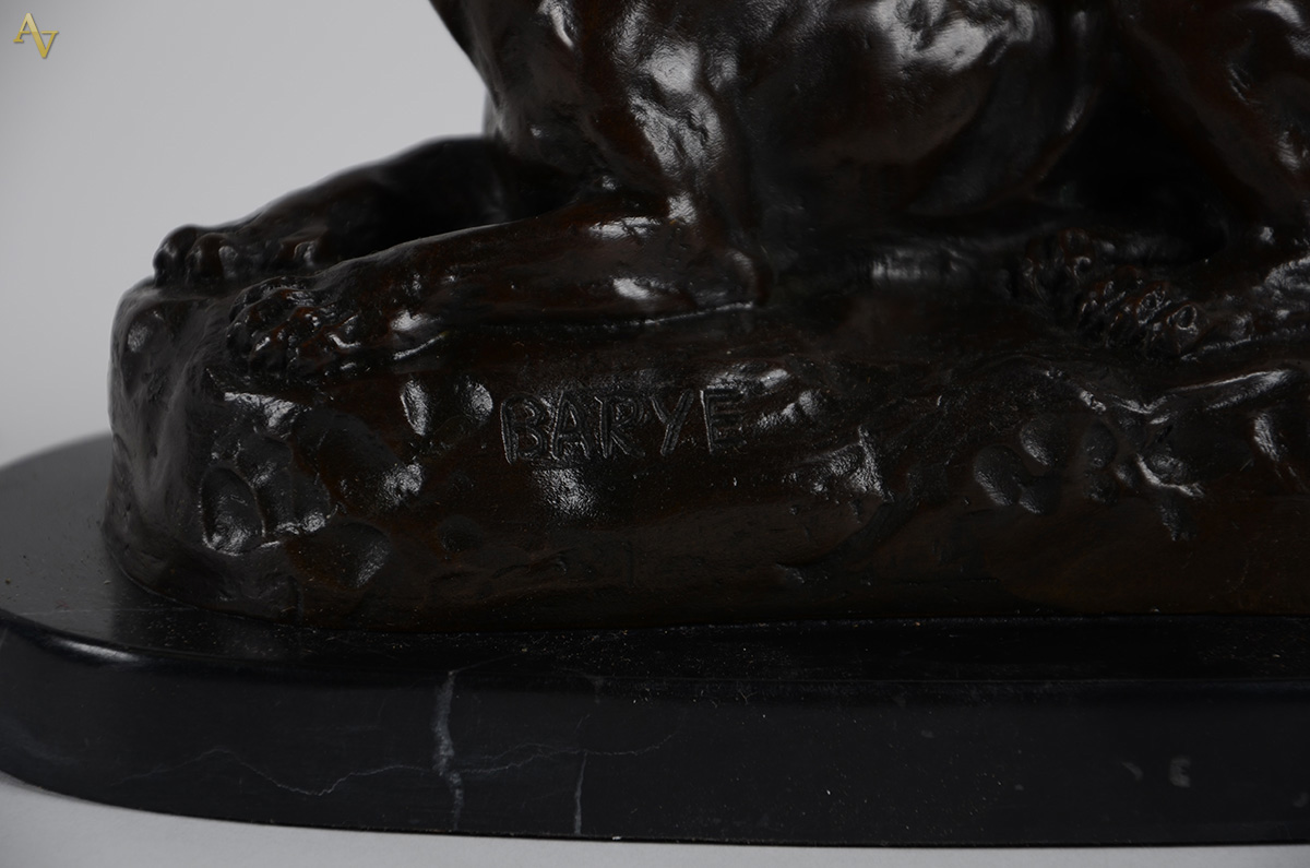ANTONIE-LOUIS BARYE (França 1796-1875) PANTHERE EN REPOS. Escultura... - foto 4 de 5