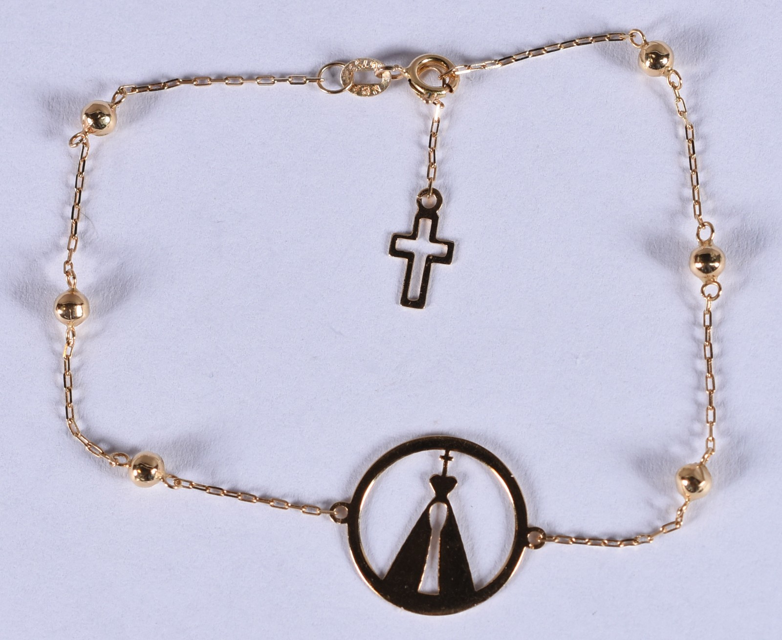 Pulseira de ouro 18k, contrastado 750 com bolinhas e pingente de... - foto 1 de 3