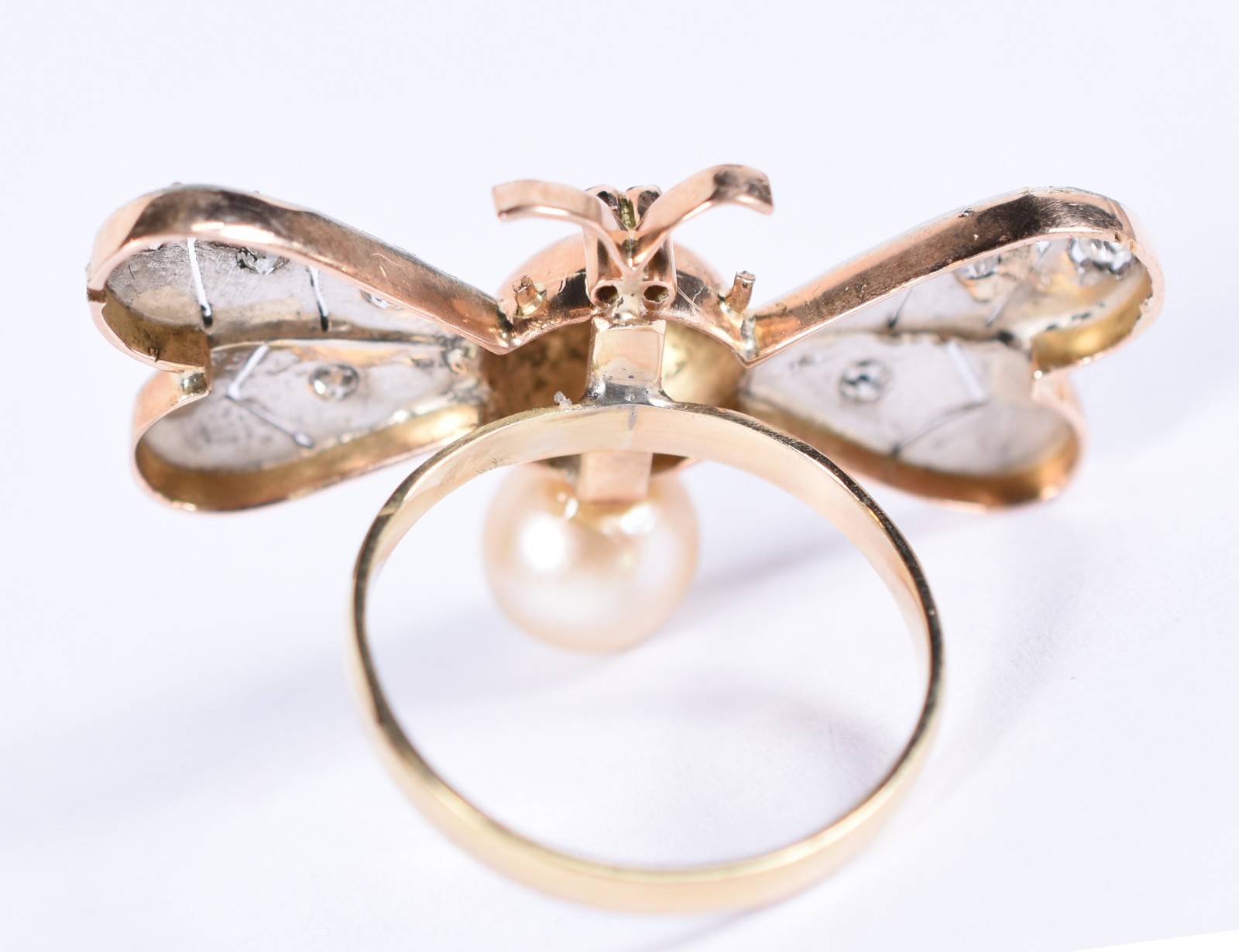 Anel de ouro 18k em dois tons, feitio abelha grandes, asas com... - foto 4 de 4