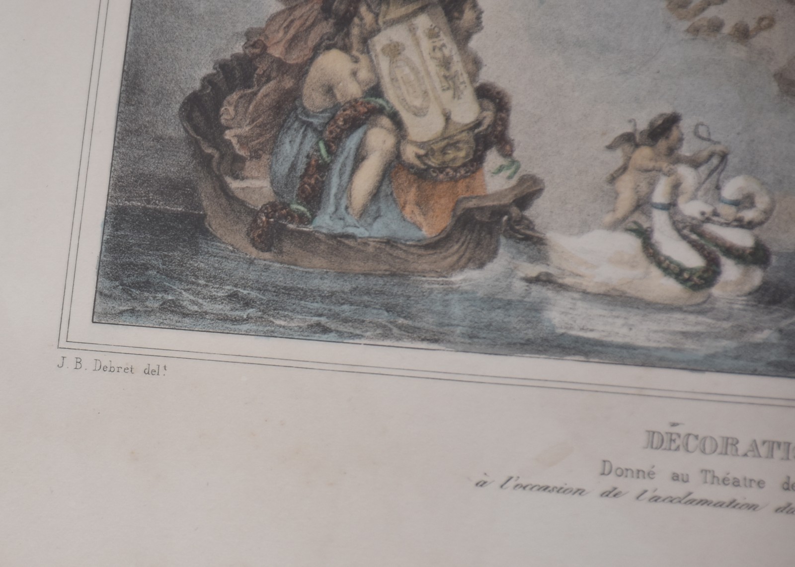 Jean-Baptiste Debret (1768-1848), "Decoration du Ballet Historique"- Donné au Théatre de la Cour à Rio de Janeiro, le 13 Mai 1818"/"Rideau d'avant scène exécuté au Théatre de la cour, pour la répresentation d'apparat, à l'occasion du Couronnement de L'Empereur D.Pedro I".u - foto 4 de 6