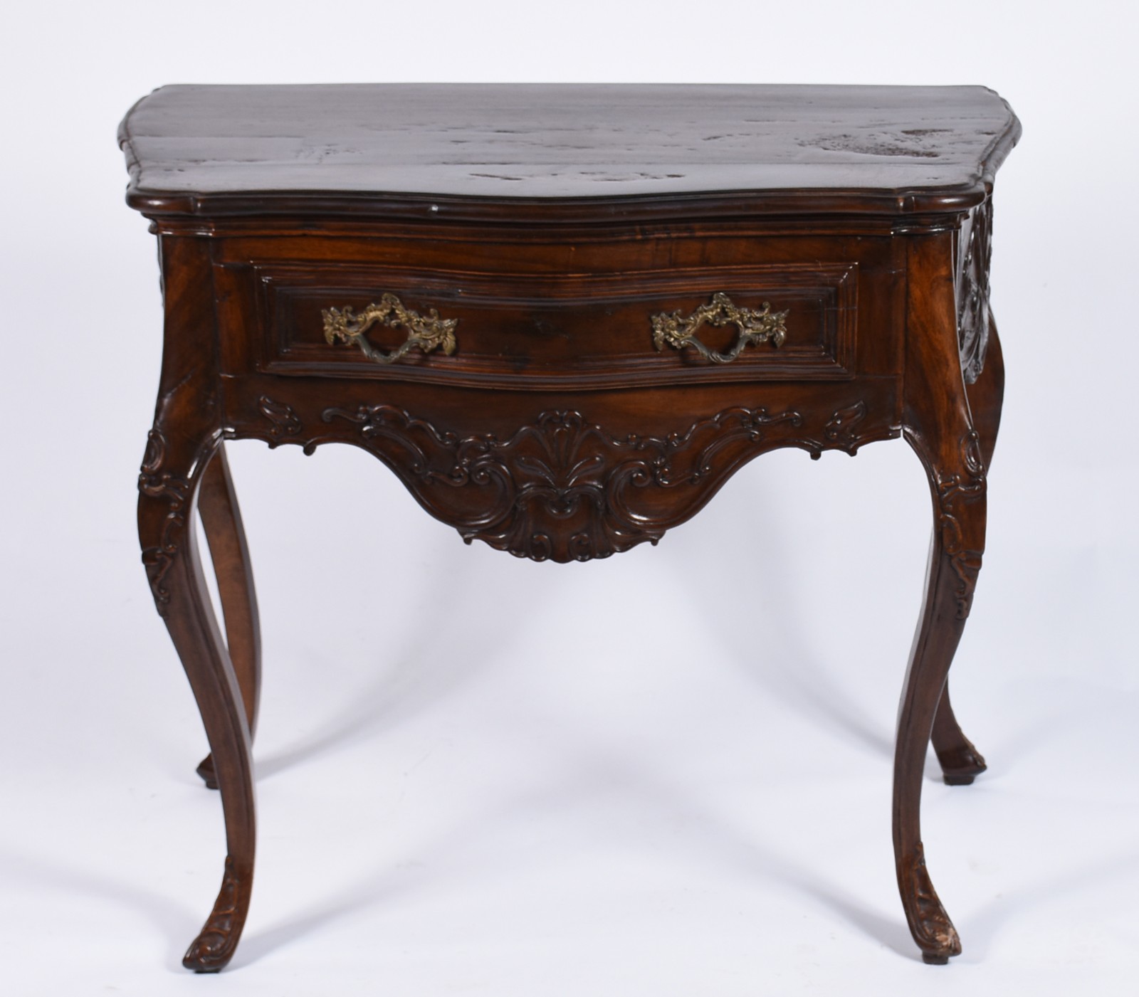 Mesa de encostar de jacarandá Dom José, uma gaveta com puxadores de... - foto 2 de 6