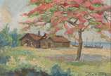 Armando Vianna (1897-1992), Paisagem com Casário - Óleo sobre madeira - datado 1960.