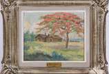 Armando Vianna (1897-1992), Paisagem com Casário - Óleo sobre madeira - datado 1960.