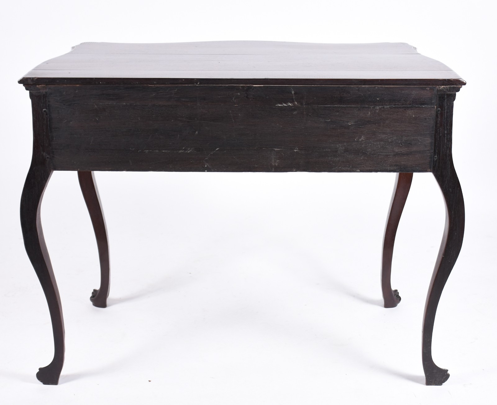 Mesa de encostar de madeira nobre com 2 gavetas emolduradas... - foto 5 de 6
