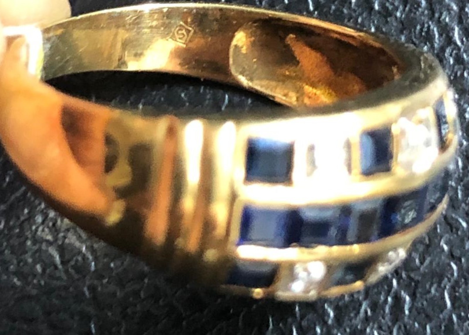 Anel de ouro 18 k com safiras azuis e brilhantes, contraste 750 com... - foto 5 de 5