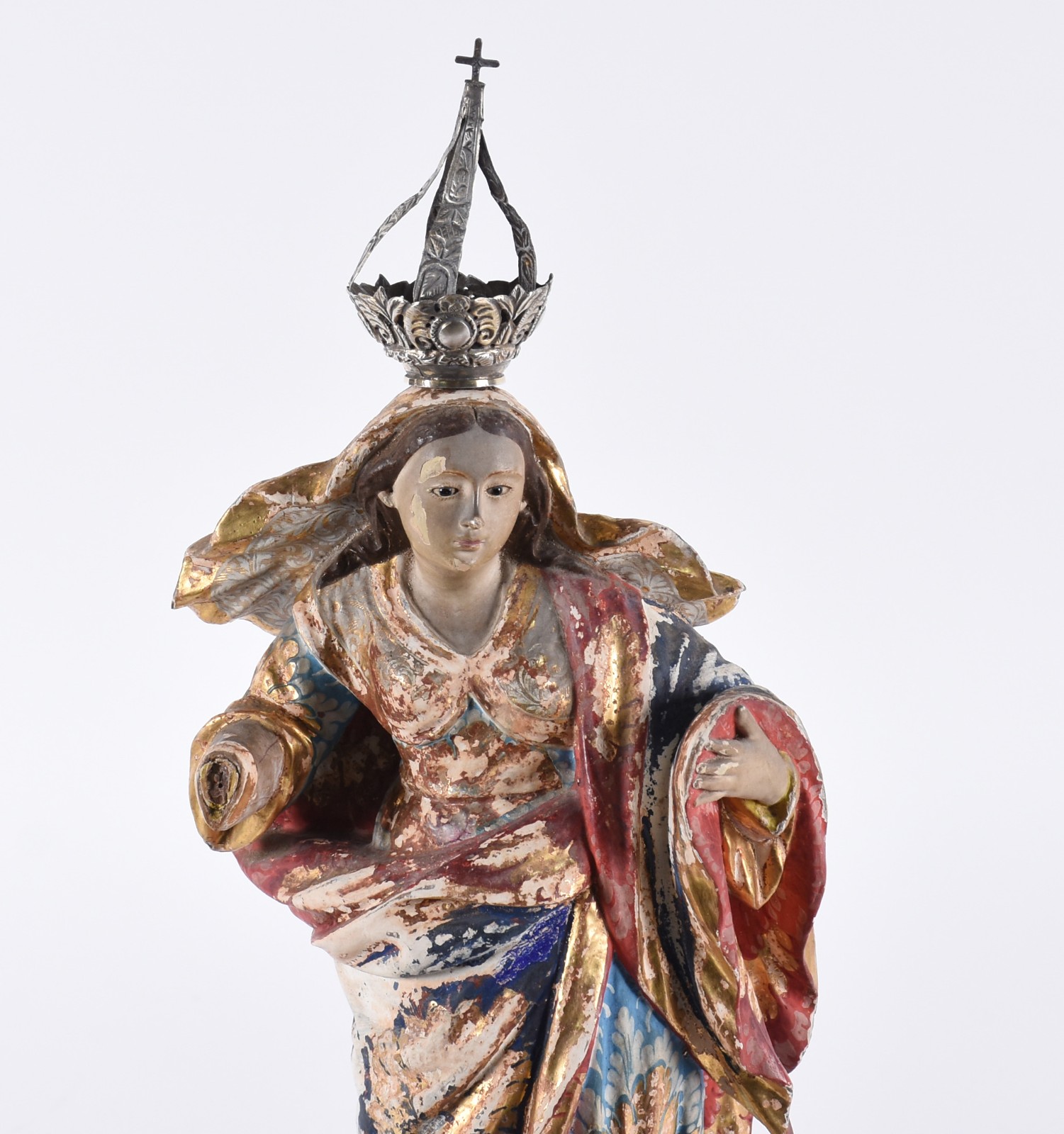 Nossa Senhora - Antiga Imagem de madeira policromada e dourada, com... - foto 2 de 5