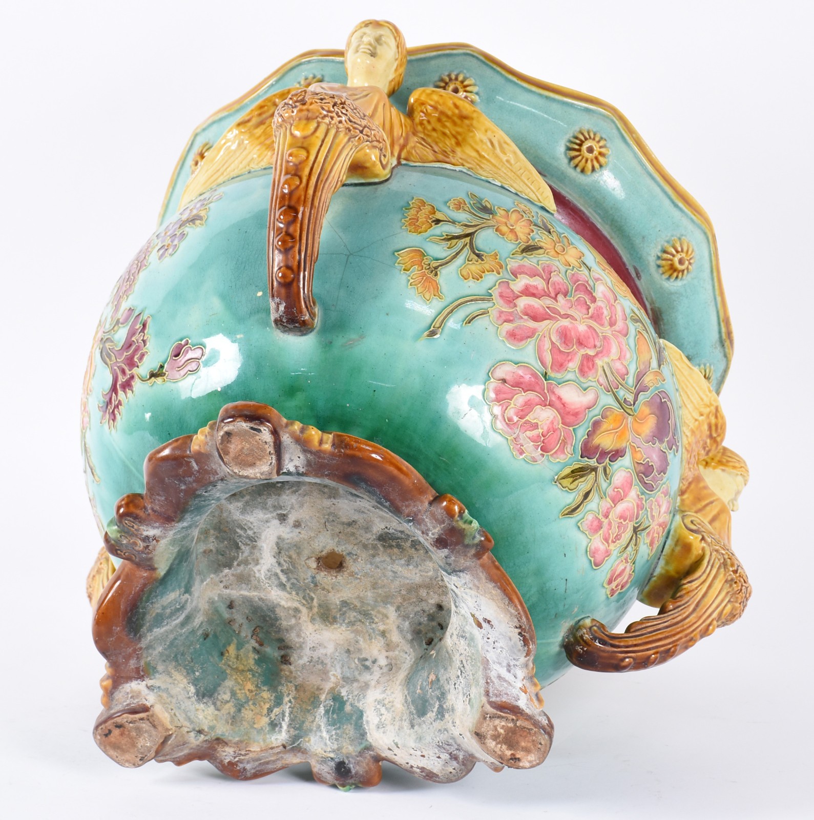 Grande cachepot Art Nouveau de faiança europeia decorado com figuras... - foto 8 de 8