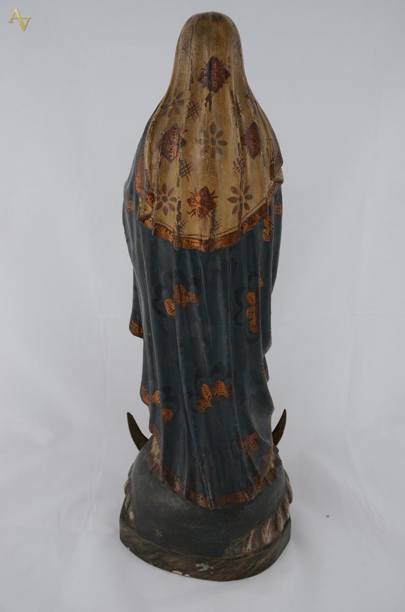NOSSA SENHORA - Antiga imagem de madeira policromada. alt. 59 cm - foto 2 de 2