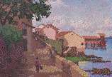 J.CLAUDINO, Paisagem com Casário - Óleo sobre tela - datado 1984.
