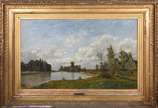 EDMOND CHARLES YON (1836-1897), Paisagem com la... - Óleo sobre tela, século XIX.