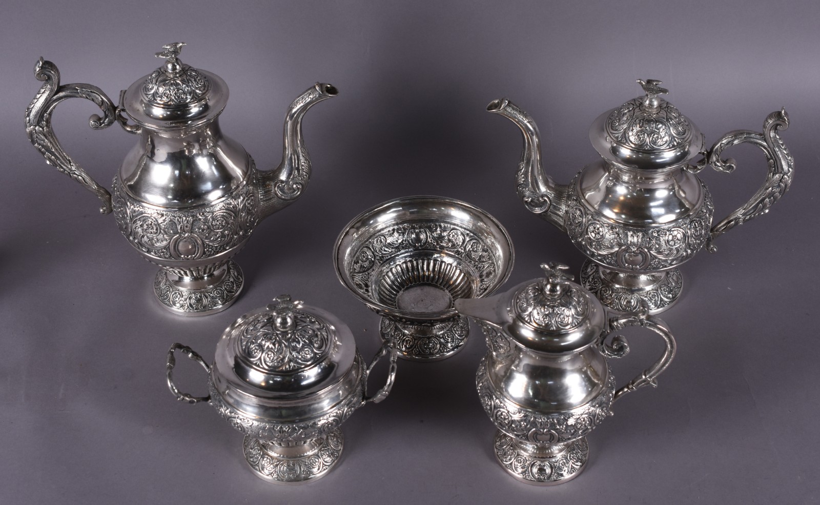 Elegante baixela para chá e café de prata portuguesa contraste P... - foto 2 de 7